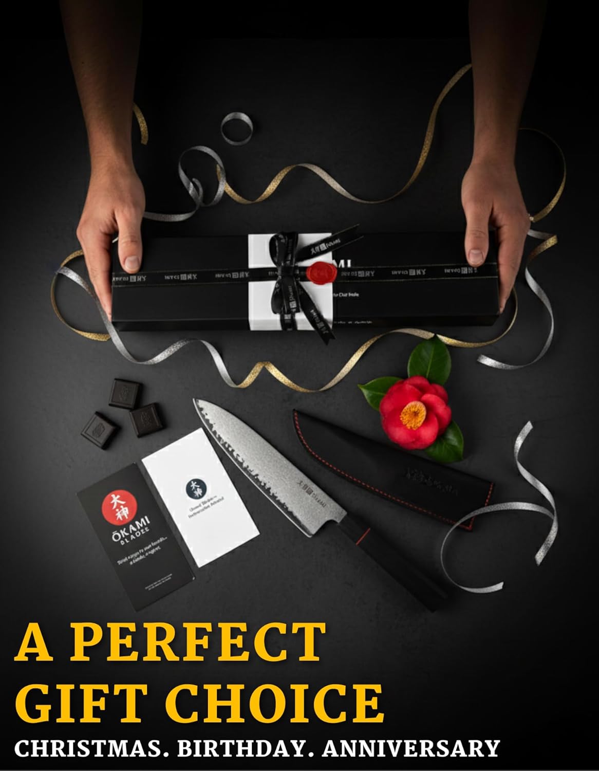 Okami Blades 8″ Japanese Chef’s Knife – AUS‑10 Core, 67‑Layer Damascus, Resin Handle – Gift‑Ready Premium Kitchen Blade