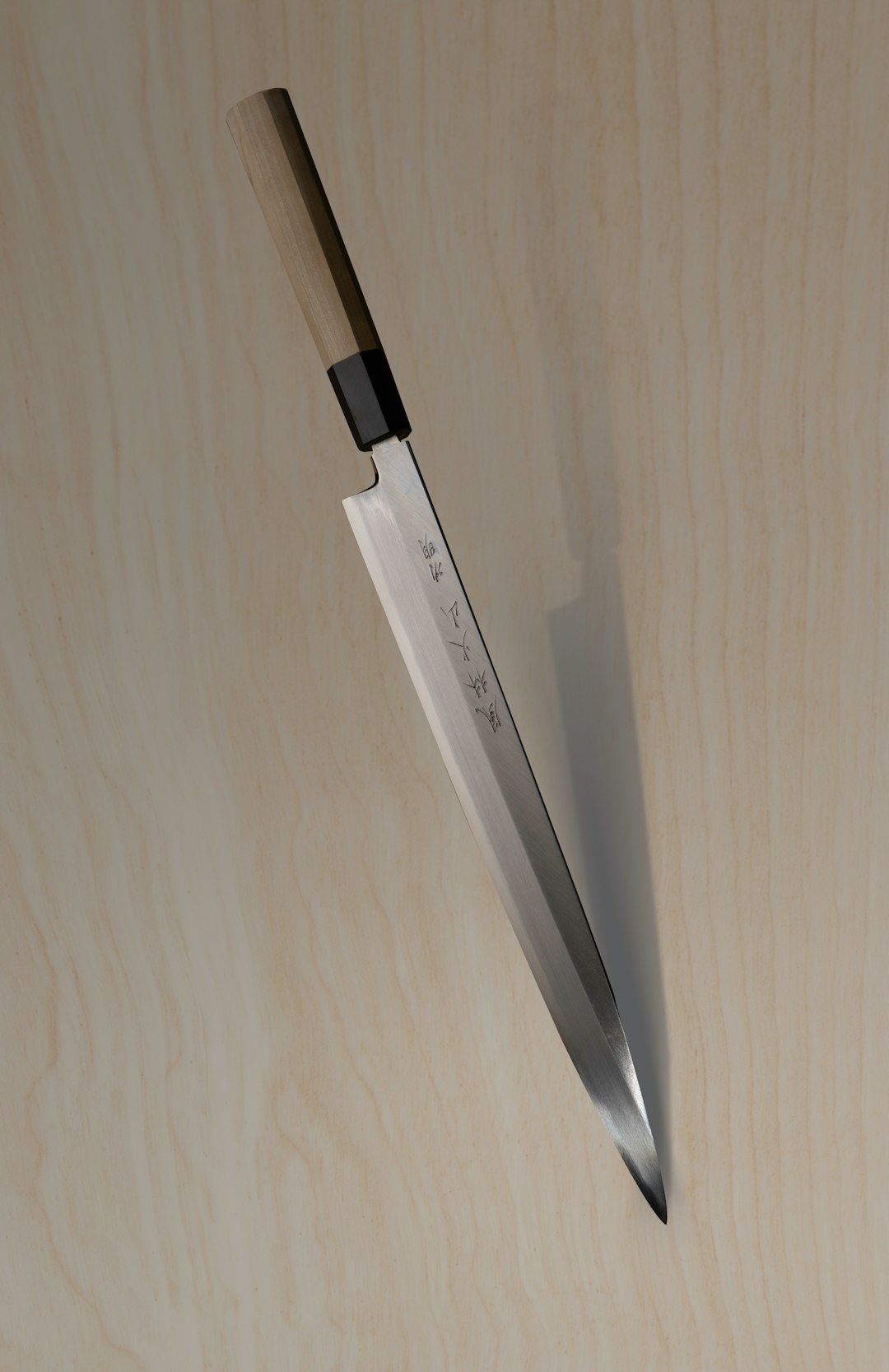 Japanese knife steel close-up showing blade edge detail