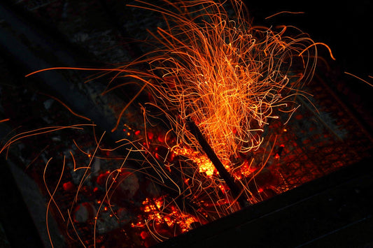 Hot metal in forge fire