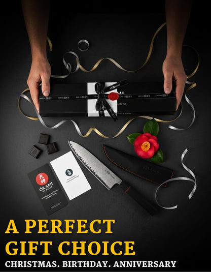 Okami Blades 8″ Japanese Chef’s Knife – AUS‑10 Core, 67‑Layer Damascus, Resin Handle – Gift‑Ready Premium Kitchen Blade